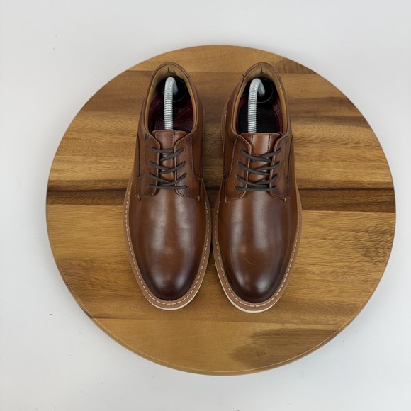 Mens Nordstrom Rack Eugene Derby Brown Leather Formal Comfort Shoes Size 7 M GUC - Picture 4 of 10